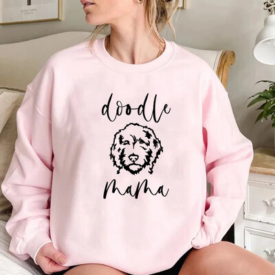Golden Doodle Mama džemperis Rotaļlieta Mom Crewneck Džemperi Sieviešu Grafiski kapuces ar garām piedurknēm Puloveri Sieviešu jauki topi