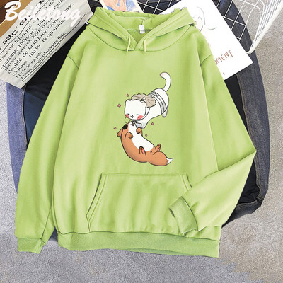 TGCF Fox and Ferret Hoodies Tian Guan Ci Fu Kawaii Print Hoodie Harajuku Aesthetic Muški Ženski Cartoon Graphic Winter Sweatshirts
