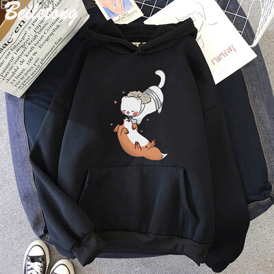 TGCF Fox and Ferret Hoodies Tian Guan Ci Fu Kawaii Print Hoodie Harajuku Aesthetic Muški Ženski Cartoon Graphic Winter Sweatshirts