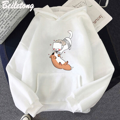 TGCF Fox and Ferret Hoodies Tian Guan Ci Fu Kawaii Print Hoodie Harajuku Aesthetic Muški Ženski Cartoon Graphic Winter Sweatshirts