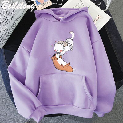 TGCF Fox and Ferret Hoodies Tian Guan Ci Fu Kawaii Print Hoodie Harajuku Aesthetic Muški Ženski Cartoon Graphic Winter Sweatshirts