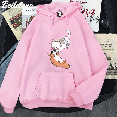 TGCF Fox and Ferret Hoodies Tian Guan Ci Fu Kawaii Print Hoodie Harajuku Aesthetic Muški Ženski Cartoon Graphic Winter Sweatshirts