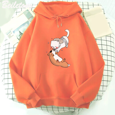 TGCF Fox and Ferret Hoodies Tian Guan Ci Fu Kawaii Print Hoodie Harajuku Aesthetic Muški Ženski Cartoon Graphic Winter Sweatshirts