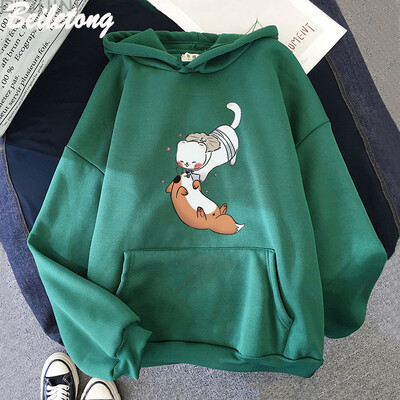 TGCF Fox and Ferret Hoodies Tian Guan Ci Fu Kawaii Print Hoodie Harajuku Aesthetic Muški Ženski Cartoon Graphic Winter Sweatshirts