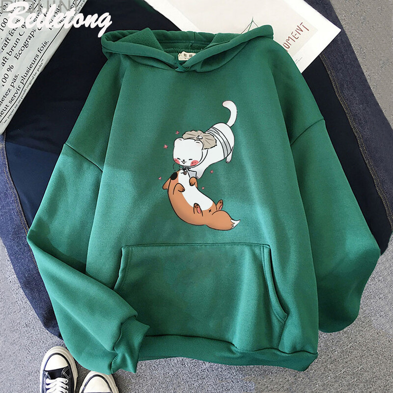 TGCF Fox and Ferret Hoodies Tian Guan Ci Fu Kawaii Print Hoodie Harajuku Aesthetic Muški Ženski Cartoon Graphic Winter Sweatshirts
