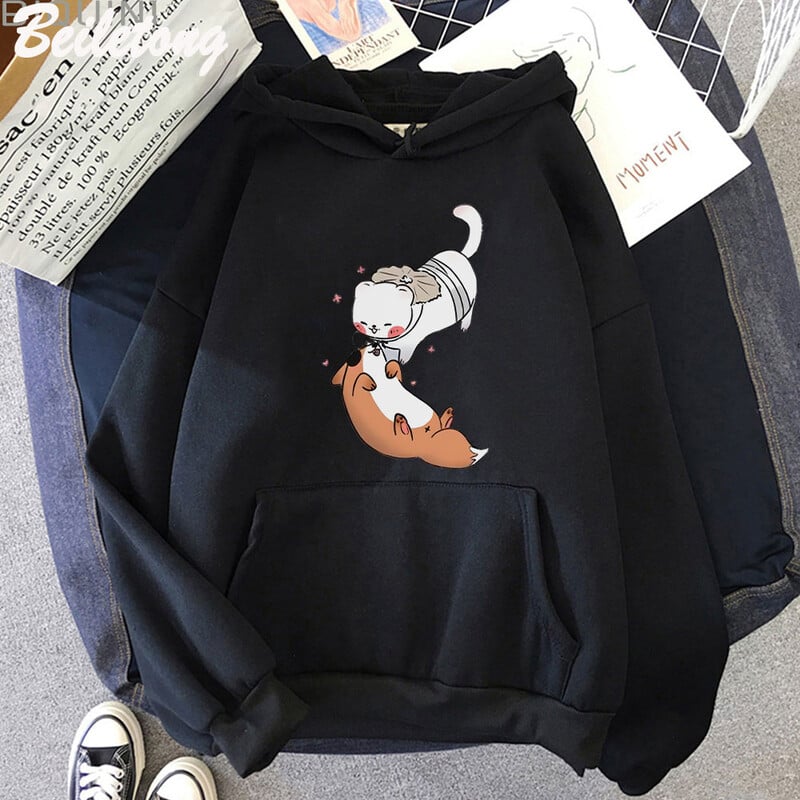 TGCF Fox and Ferret Hoodies Tian Guan Ci Fu Kawaii Print Hoodie Harajuku Aesthetic Muški Ženski Cartoon Graphic Winter Sweatshirts