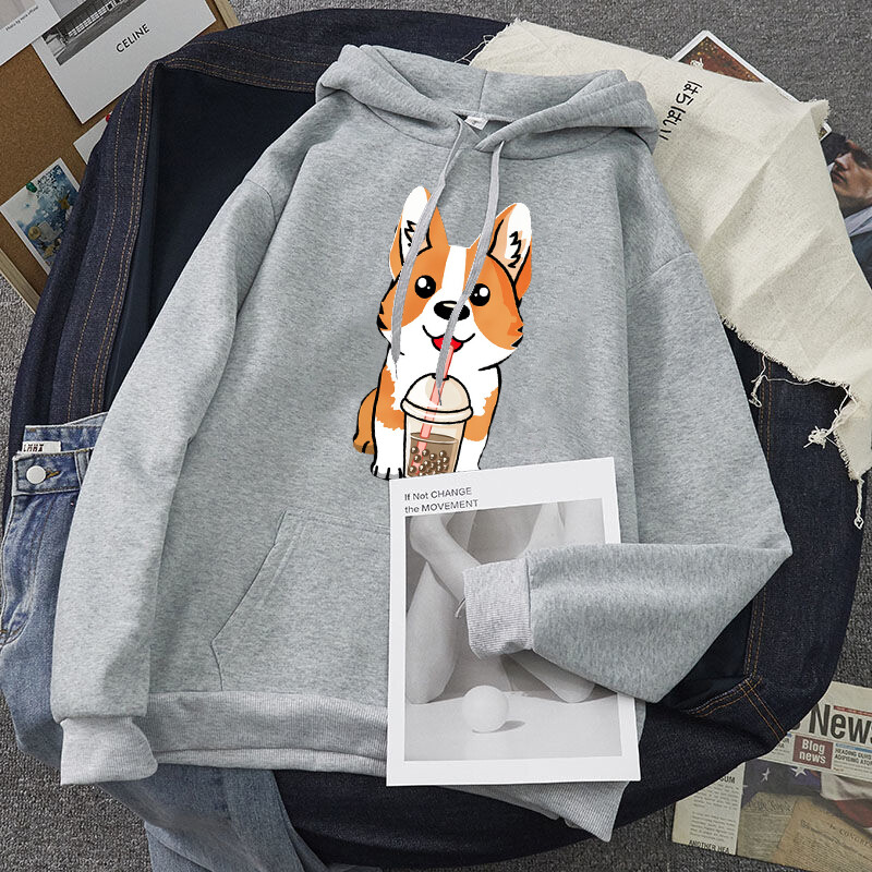 Šalica za mlijeko i čaj Corgi Modne uniseks majice s kapuljačom Proljeće Jesen Muške ležerne majice s kapuljačom Sweatshirts Studentske osnovne majice s kapuljačom Gornje majice