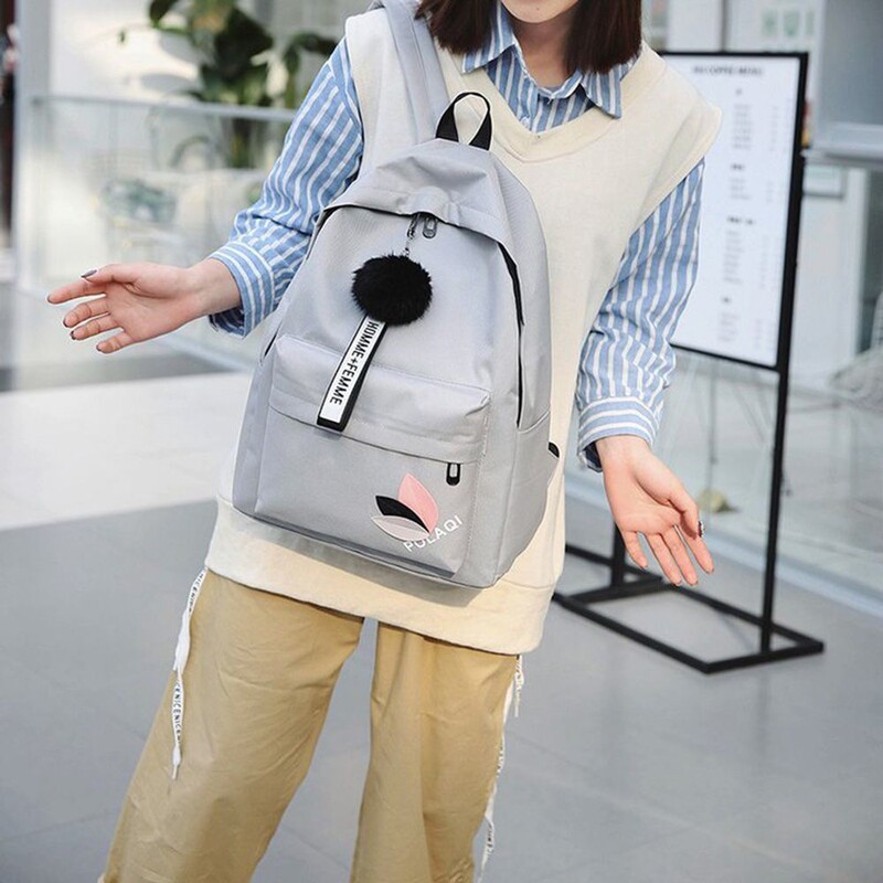 Lielas ietilpības mugursoma ar apdrukātām lapām mugursoma rāvējslēdzējs Pārnēsājama sieviešu plecu soma Vienkārša studentu skolas soma