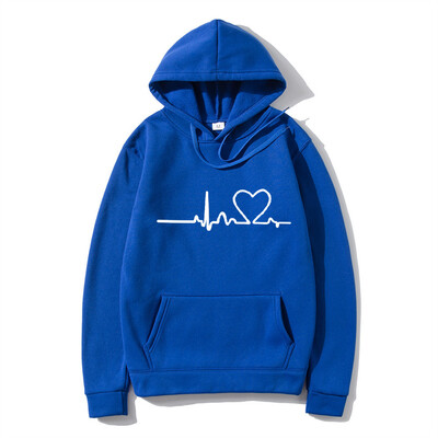 Hanorac casual pentru femei, toamnă/iarnă, imprimeu cu bătăi de inimă, pentru bărbați, cu glugă, cu glugă, hanoracă pentru femeie Top Streetwear