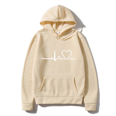 Hanorac casual pentru femei, toamnă/iarnă, imprimeu cu bătăi de inimă, pentru bărbați, cu glugă, cu glugă, hanoracă pentru femeie Top Streetwear