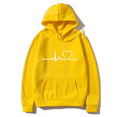 Hanorac casual pentru femei, toamnă/iarnă, imprimeu cu bătăi de inimă, pentru bărbați, cu glugă, cu glugă, hanoracă pentru femeie Top Streetwear