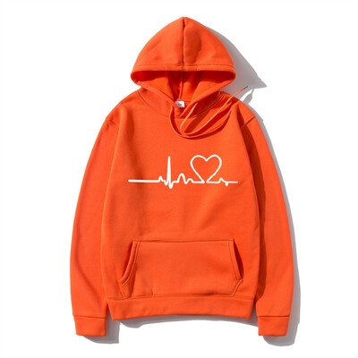 Hanorac casual pentru femei, toamnă/iarnă, imprimeu cu bătăi de inimă, pentru bărbați, cu glugă, cu glugă, hanoracă pentru femeie Top Streetwear