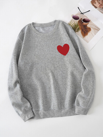 Sieviešu apdrukas džemperis ar termiski oderētu apkakli ar brīvu džemperi ar garām piedurknēm un samta