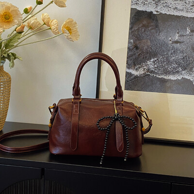 2024 Noua geantă Boston la modă cu pernă, geantă casual din piele moale, textura versatilă, geantă încrucișată diagonală cu un singur umăr