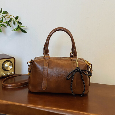 2024 Noua geantă Boston la modă cu pernă, geantă casual din piele moale, textura versatilă, geantă încrucișată diagonală cu un singur umăr