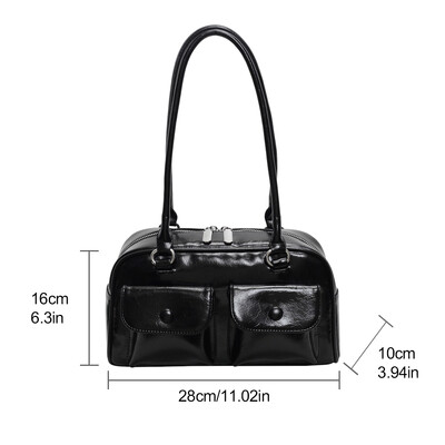 Geantă de umăr de afaceri vintage pentru femei, geantă de tote pentru navetă simplă, din piele PU, geantă pentru subrat pentru femeie, roșu de vin, genți de mână mari Poșete