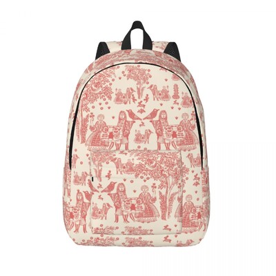 Rucsac de pânză personalizat Toile De Jouy cu motiv franceză, bărbați, femei, geantă casual pentru genți cu floră și școală