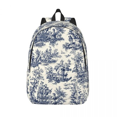 Prilagođeni Toile De Jouy platneni ruksak s francuskim motivom Muškarci Žene Ležerna torba za knjige za školu Fakultet Flora torbe