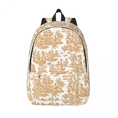 Prilagođeni Toile De Jouy platneni ruksak s francuskim motivom Muškarci Žene Ležerna torba za knjige za školu Fakultet Flora torbe