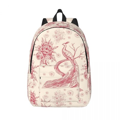 Prilagođeni Toile De Jouy platneni ruksak s francuskim motivom Muškarci Žene Ležerna torba za knjige za školu Fakultet Flora torbe
