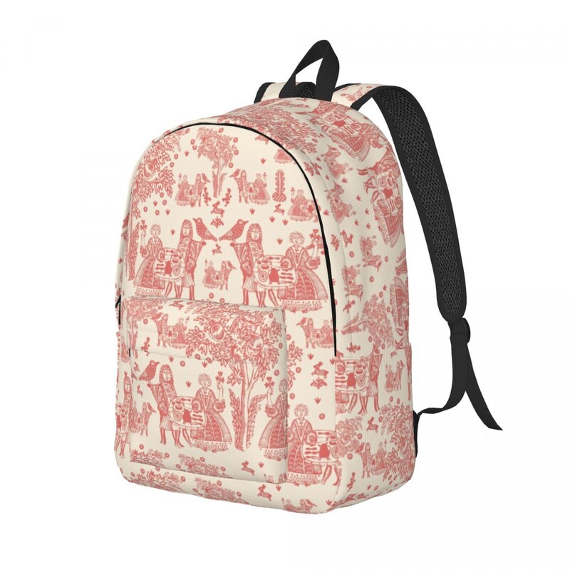 Prilagođeni Toile De Jouy platneni ruksak s francuskim motivom Muškarci Žene Ležerna torba za knjige za školu Fakultet Flora torbe