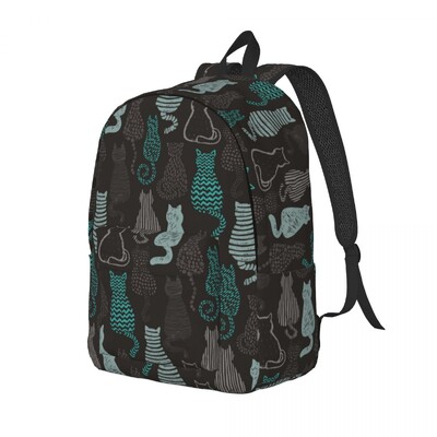 Kaķis vīriešiem Sievietēm Studentu skolas grāmatu soma Jauki Animal Canvas Daypack Elementary High College Pārgājieni