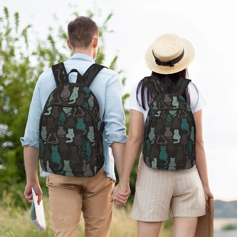Kaķis vīriešiem Sievietēm Studentu skolas grāmatu soma Jauki Animal Canvas Daypack Elementary High College Pārgājieni