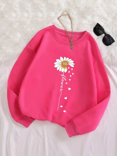 Sieviešu apdrukas džemperis ar termiski oderētu apkakli ar brīvu džemperi ar garām piedurknēm un samta