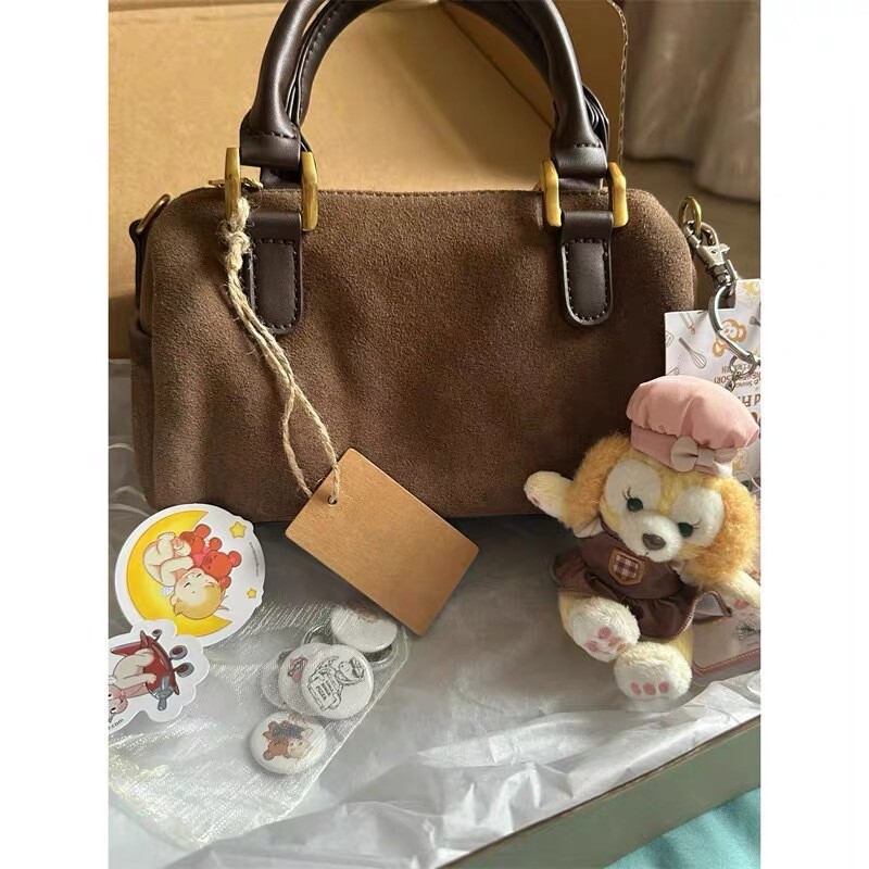 Genți coreeane vintage pentru damă, cu mâner superior, toamnă iarnă, maro, genți Boston, genți simple de umăr din piele Genți de mână pentru femei