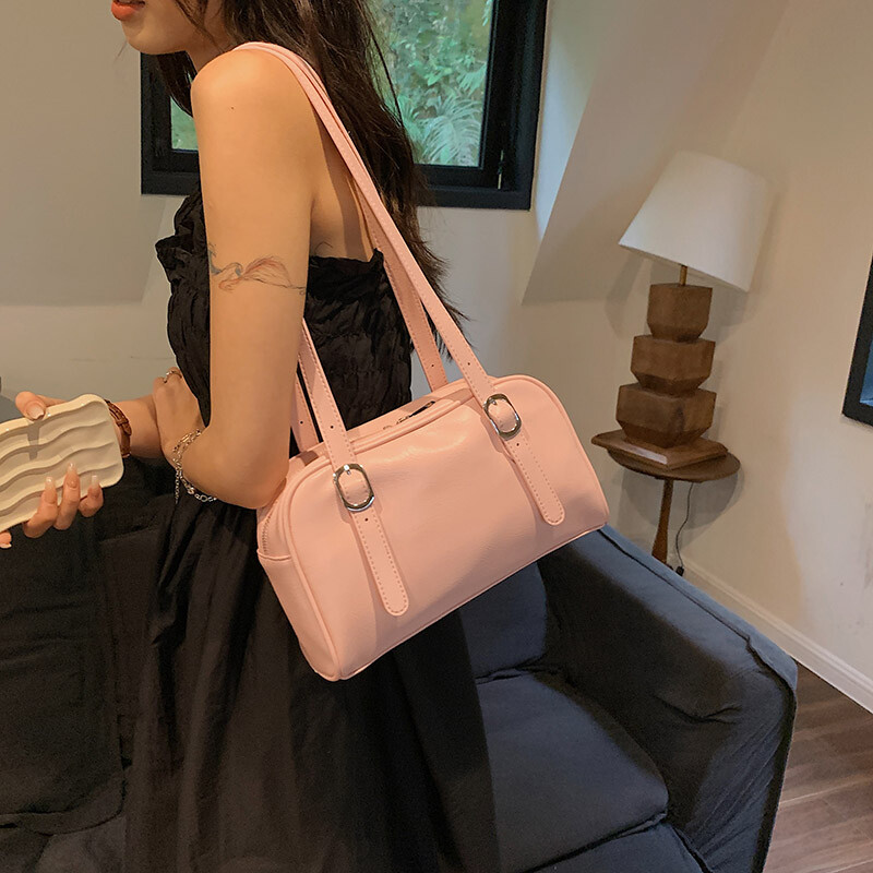 Geantă de umăr neagră de modă pentru femei, genți de mână mici, pătrate, de designer, în stil coreean, geantă Boston, pernă la subrat 2023 nou