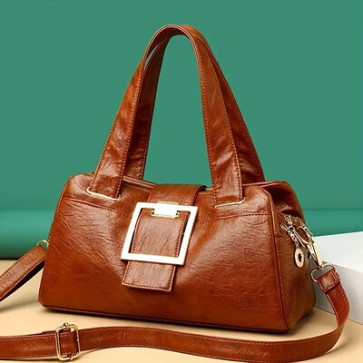 Sieviešu daudzslāņu soma ar augšējo rokturi Kvalitatīvas ādas rokassomas maki Sieviešu luksusa dizainere Liela ietilpība Bostonas sieviešu soma A Main