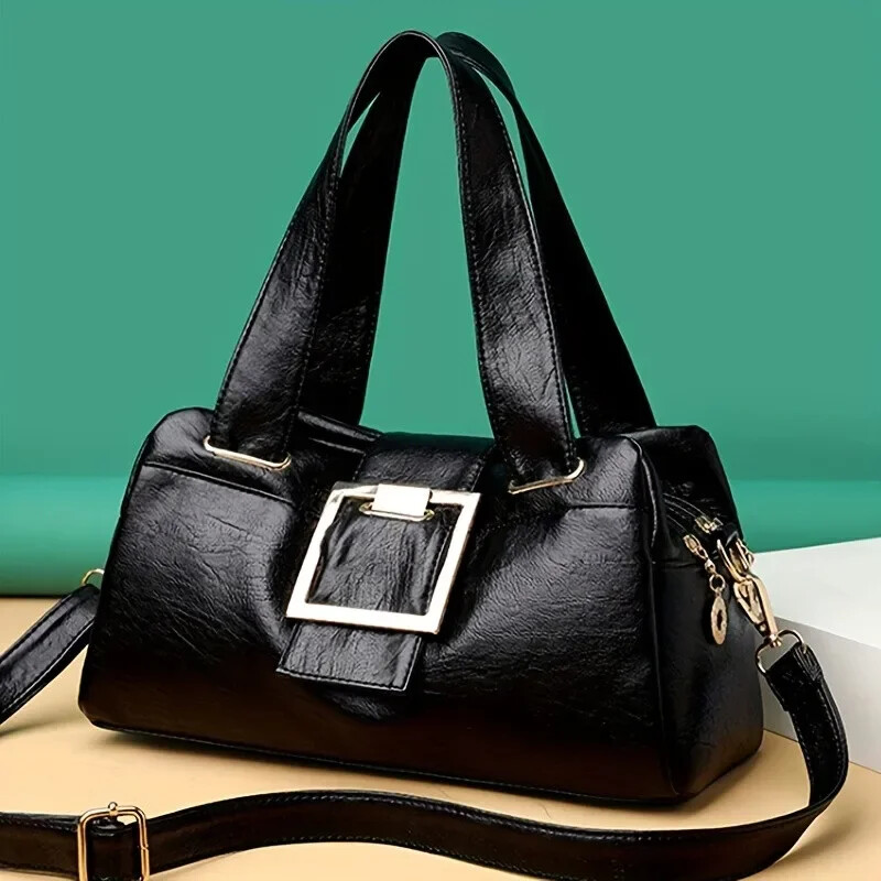 Sieviešu daudzslāņu soma ar augšējo rokturi Kvalitatīvas ādas rokassomas maki Sieviešu luksusa dizainere Liela ietilpība Bostonas sieviešu soma A Main