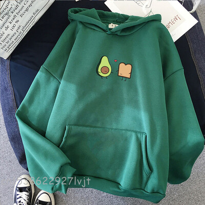 Pulover HipHop Moda Femei Hanorace Iarna Harajuku Kawaii Avocado Pâine vegană Hanorac avocado Hanorac Negru