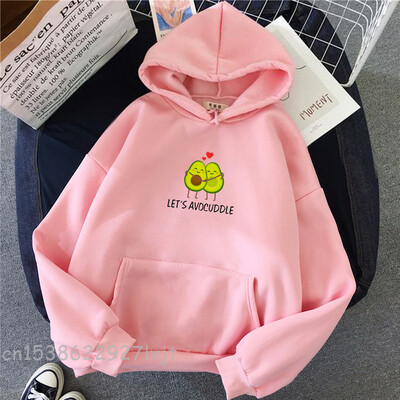 Pulover HipHop Moda Femei Hanorace Iarna Harajuku Kawaii Avocado Pâine vegană Hanorac avocado Hanorac Negru