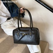 MOODS Četverokutne torbe na rame za žene Retro mala bostonska torba Čiste boje od PU kože Torbe velikog kapaciteta 2024. Najnoviji trend ručne torbe