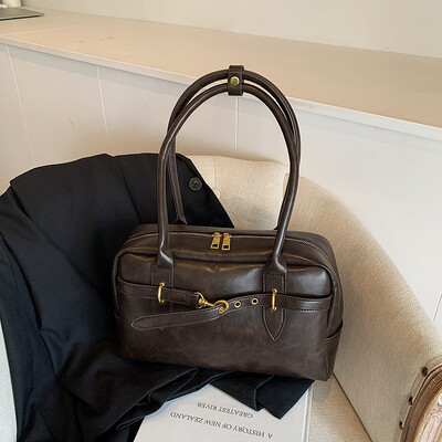 MOODS Četverokutne torbe na rame za žene Retro mala bostonska torba Čiste boje od PU kože Torbe velikog kapaciteta 2024. Najnoviji trend ručne torbe