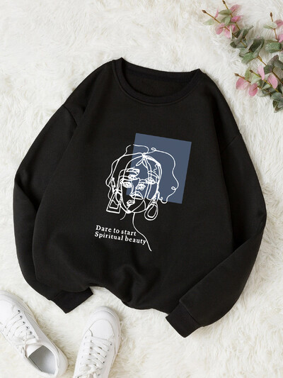 Pulover cu mânecă lungă și catifea pentru femei, căptușit termic