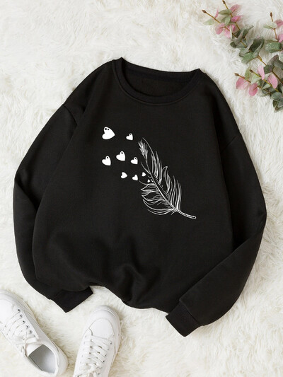 Pulover cu mânecă lungă și catifea pentru femei, căptușit termic