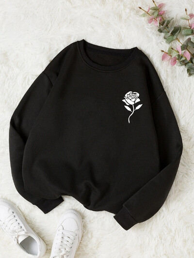 Pulover cu mânecă lungă și catifea pentru femei, căptușit termic