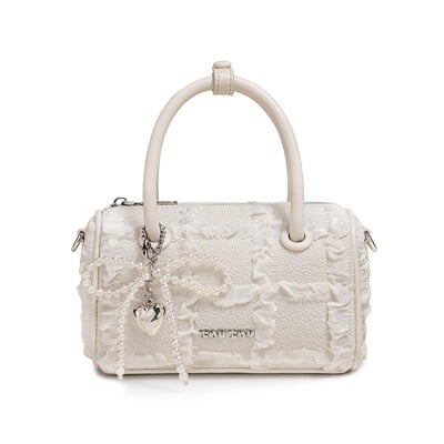 Sokoldalú, csúcskategóriás Boston táska Divatos steppelt jacquard bowlingtáska Bowknot és Heart Charm aranyos kézitáska és Crossbody táska