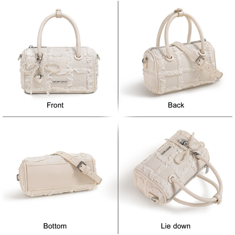 Sokoldalú, csúcskategóriás Boston táska Divatos steppelt jacquard bowlingtáska Bowknot és Heart Charm aranyos kézitáska és Crossbody táska