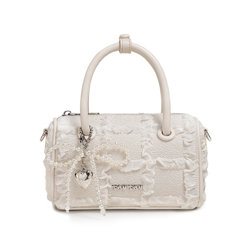 Sokoldalú, csúcskategóriás Boston táska Divatos steppelt jacquard bowlingtáska Bowknot és Heart Charm aranyos kézitáska és Crossbody táska