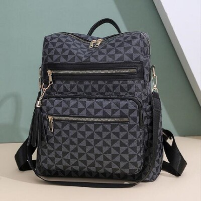 Rucsac de călătorie din piele moale, tipărire la modă, ciucuri pentru femei, genți de umăr de designer, geantă de școală de capacitate mare