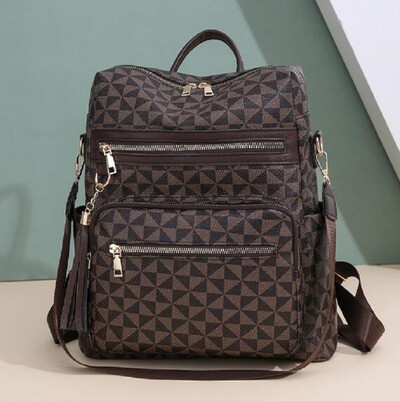 Rucsac de călătorie din piele moale, tipărire la modă, ciucuri pentru femei, genți de umăr de designer, geantă de școală de capacitate mare