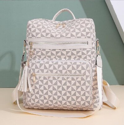 Rucsac de călătorie din piele moale, tipărire la modă, ciucuri pentru femei, genți de umăr de designer, geantă de școală de capacitate mare