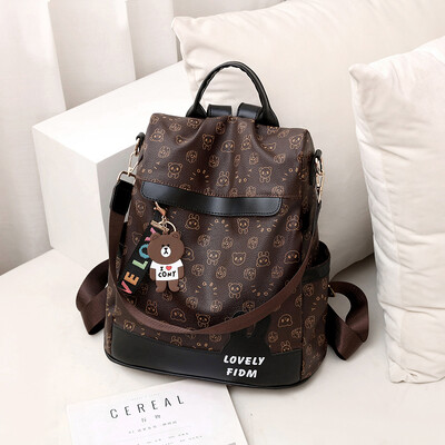 Rucsac antifurt pentru doamne cu desene animate jucăușe la modă, rucsac de călătorie rucsac multifuncțional