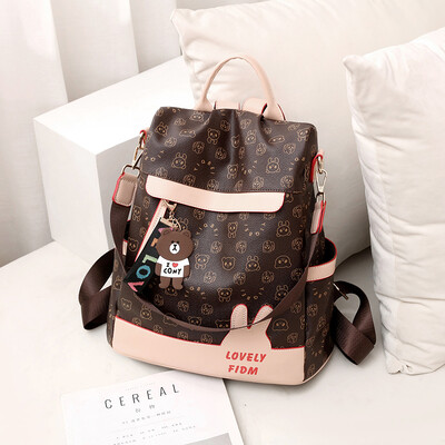 Rucsac antifurt pentru doamne cu desene animate jucăușe la modă, rucsac de călătorie rucsac multifuncțional