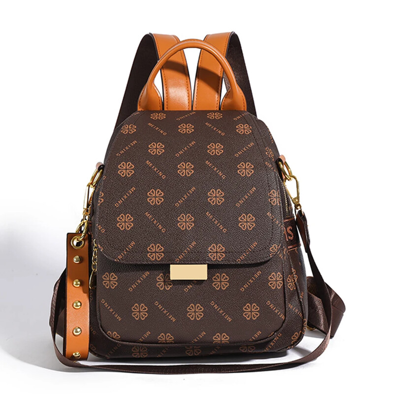 Rucsac din piele de damă cu textura de înaltă calitate, portabil, design elegant imprimat, antifurt, geantă de umăr versatilă pentru utilizare zilnică