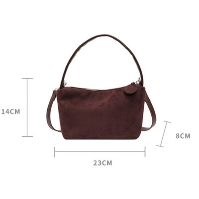 Модна дамска чанта през рамо за 2024 г. Нова зимна реколта от велурена кожа с голям капацитет Чанти през рамо под мишниците Портмоне за чанти
