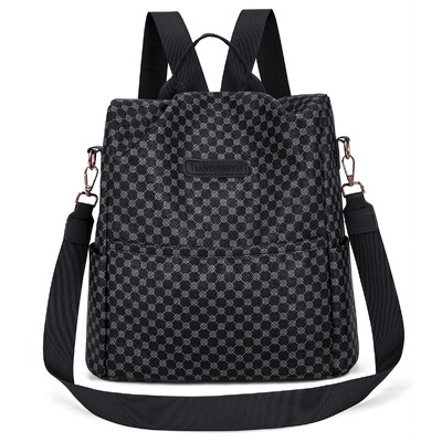 Rucsac vintage în carouri cu blocuri de culoare Rucsac de designer de capacitate mare pentru femei, rucsac antifurt pentru femei